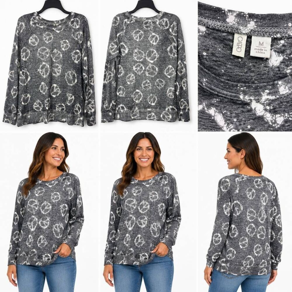 Cato Gray Bleach Print Sweatshirt M